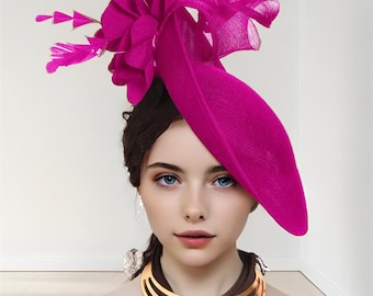 Tocado de plumas, sombrero para bodas, carreras de caballos, Ascot, Kentucky, con banda y clip.