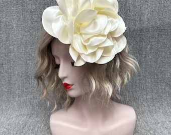 Fabric Flower Fascinator Hat: Kentucky Derby Tea Party Headpiece