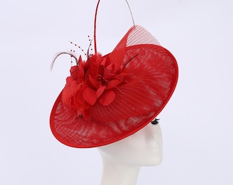Feather Flower Fascinator Tea Party Hat with Alligator Clip Church Kentucky Derby Hat