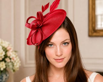 Sombrero tocado de plumas para mujer, ideal para bodas, el Derby de Kentucky, con clip y diadema.