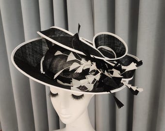 Sombrero grande de mujer con tocado para fiesta de té y pinza de cocodrilo, ideal para la iglesia o el Derby de Kentucky.