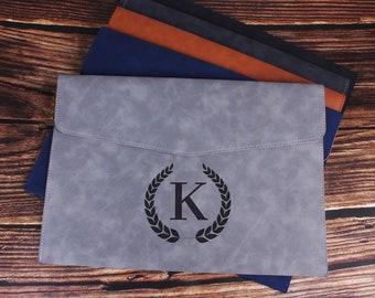 Personalized A4 PU-Leather File Folder, Engraved Document Organizer