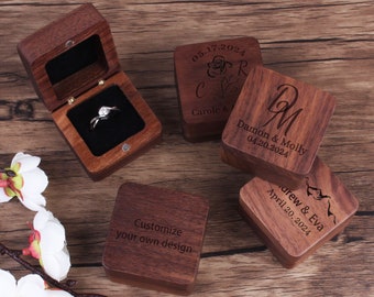 Walnuss Ringschatulle mit Gravur, personalisiertes Andenken, Ehering Halter