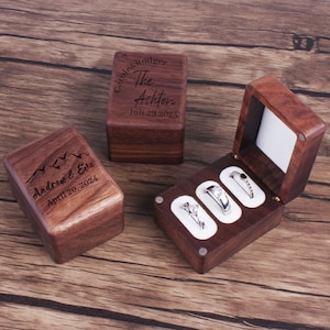 Personalized Wooden Ring Holder Box, Engraved Triple Ring Box, Custom Engagement & Wedding Ceremony Keepsake, Ring Bearer Box for 3 Rings