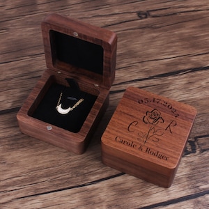 Custom Engraved Wooden Jewelry Box, Gift Box for Necklace Bracelet Keepsake, Personalized Anniversary Gift, Bridesmaid Jewelry Storage Box