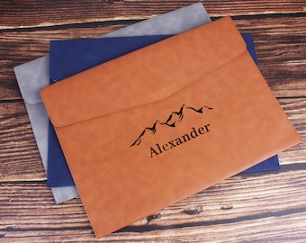 Engraved PU-Leather A4 File Folder, Personalized Document Case