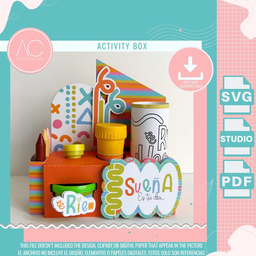 Children's Day Activity Box SVG Template: DIY Party Favor (digital ...