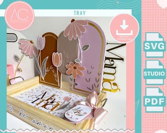 Muttertag Tablett Vorlage: DIY Geschenk Box SVG, Clipart (Digitale Datei)