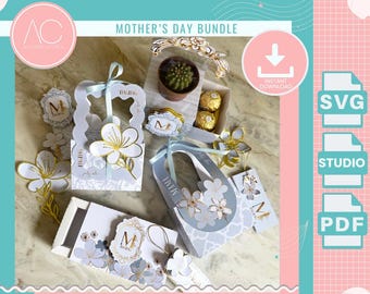 Muttertag Geschenk Box Vorlage - DIY SVG, Clipart, Digitales Papier (Digitale Datei)