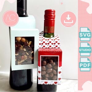 Bottle Tag SVG com suporte para doces – Modelo de etiqueta para presente DIY | Cabide para garrafas | Cricut e Silhouette | Download instantâneo