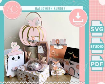 Halloween Treat Boxes BUNDLE SVG Template: DIY Candy Favor Box (Digital Download) Cricut - Silhouette