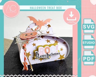 Halloween Box SVG Template: DIY Candy Favor Box (Digital Download) Cricut - Silhouette