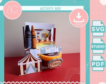 DIY Circus Aktivitetslåda SVG-mall | Festgåva, Cricut och Silhouette (Digital Nedladdning)