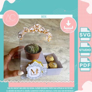 Modello di pianta e cioccolato per la festa della mamma - File digitale SVG, scatola stampabile, regalo personalizzato fai da te, clipart e carta digitale inclusi