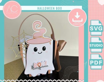 Halloween Boo Bags SVG Template: DIY Candy Favor Box (Digital Download) Cricut - Silhouette