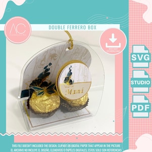Double Ferrero Box template, Chocolate Hazelnut box template, truffle holder template, box digital template, cricut svg, silhouette studio