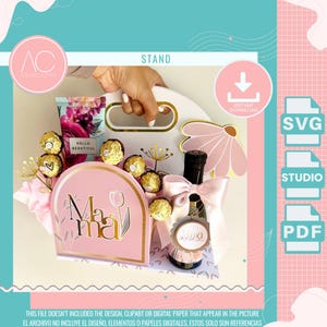 Modello StandBox per la Festa della Mamma - File digitale SVG, scatola stampabile, regalo personalizzato fai da te, clipart e carta digitale inclusi