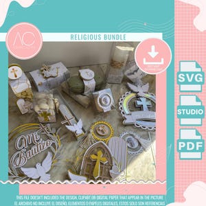 Christening Bundle SVG Template: Baptism, Communion, Wedding (Digital Download)