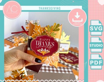 Plantilla SVG para caja de Acción de Gracias / Plantilla para máquina de corte / Decoración de mesa otoñal / Archivos imprimibles y de corte / Cricut / Silhouette