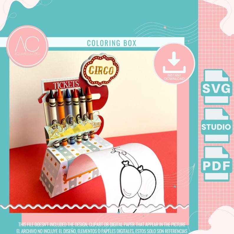 DIY Coloring Kids Activity Box SVG | Cricut & Silhouette Template ...