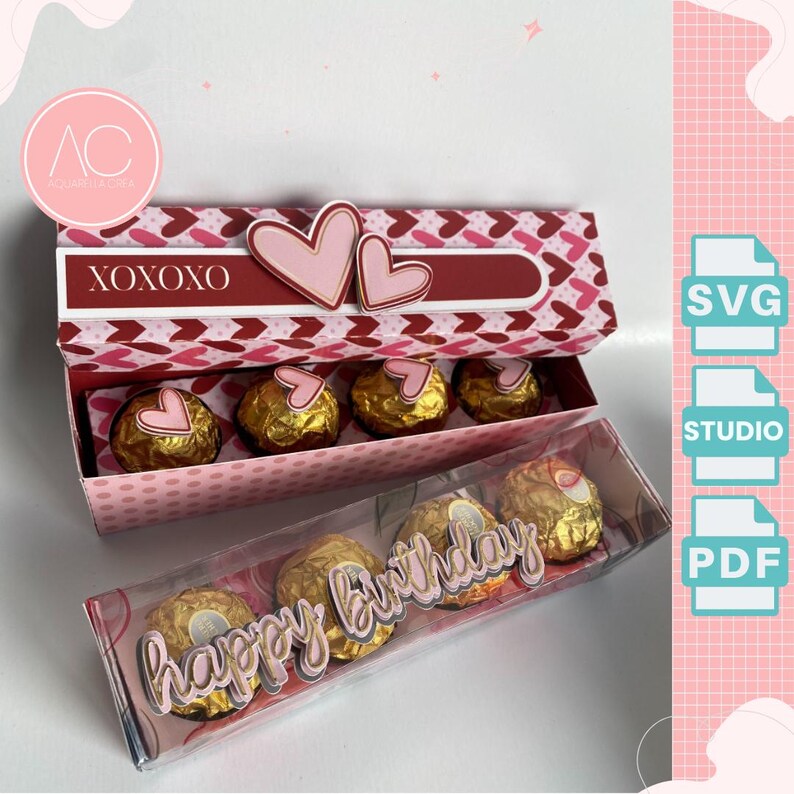 Ferrero Rocher Box Template: Customizable Gift Box (SVG, Studio, PDF ...