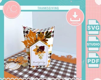 Plantilla SVG para caja de Acción de Gracias / Plantilla para máquina de corte / Decoración de mesa otoñal / Archivos imprimibles y de corte / Cricut / Silhouette