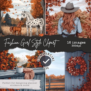 Fashion Girl Style Clipart | For Autumn & Winter Planner Stickers and more | Cozy Fall Aesthetic