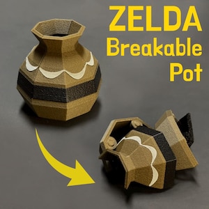Zelda Pot Breakable Low-Poly Magnetic with Rupees 3D Designed & FDM Printed
