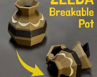 Vaso di Zelda frangibile, magnetico, low-poly, con rupie, progettato in 3D e stampato con tecnologia FDM.