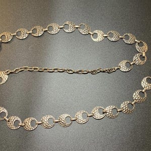 Vintage Metal Boho Whimsigoth Chain Belt silver rose medallion filigree Vintage Metal Chain Belt, Chain Belt With Filigree Design - Etsy main image 4