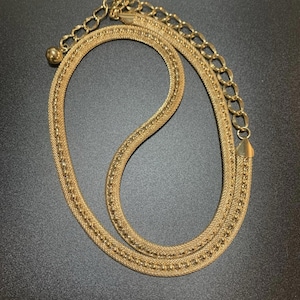 Vintage Gold Tone Mesh and Beaded Metal Link Belt 32-40  display picture 1