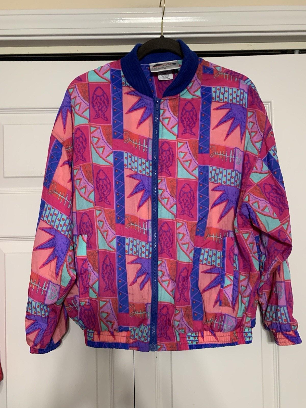 Vintage Aviat Sportif 80's/90's Colorful Nylon Windbreaker Jacket