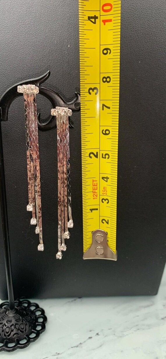 Silver Tone Simple Elegance Herringbone Dangle Ea… - image 4