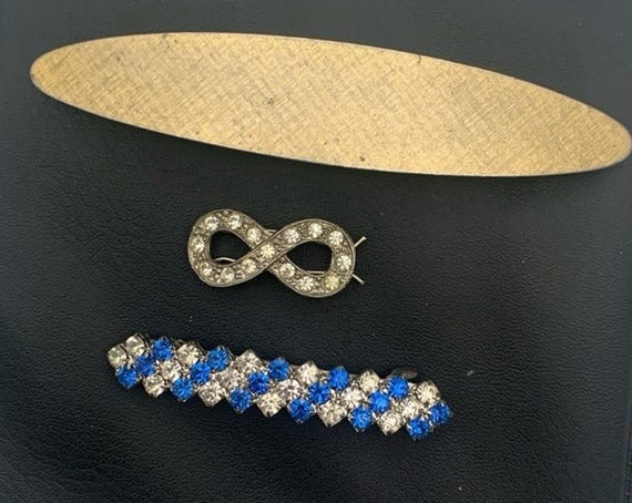 Lot 3 Antique Vintage hair clips barrettes semi precious & crystal Amazon.com : 4 Packs Vintage Gem Decorative Hair Barrettes  main image 3