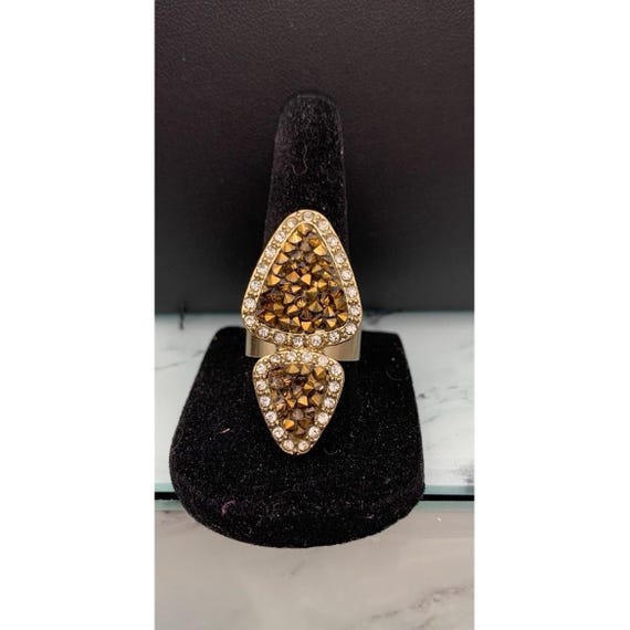 Avon Natural Elements Brown Clear Rhinestone Gold… - image 1