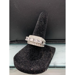 Camilla Silver Tone Crystal Stack Ring — Clear/White Stones