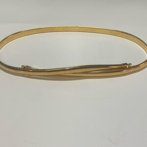 Vintage 80s Gold Tone Omega Style Stretch Belt Criss Cross  display picture 2