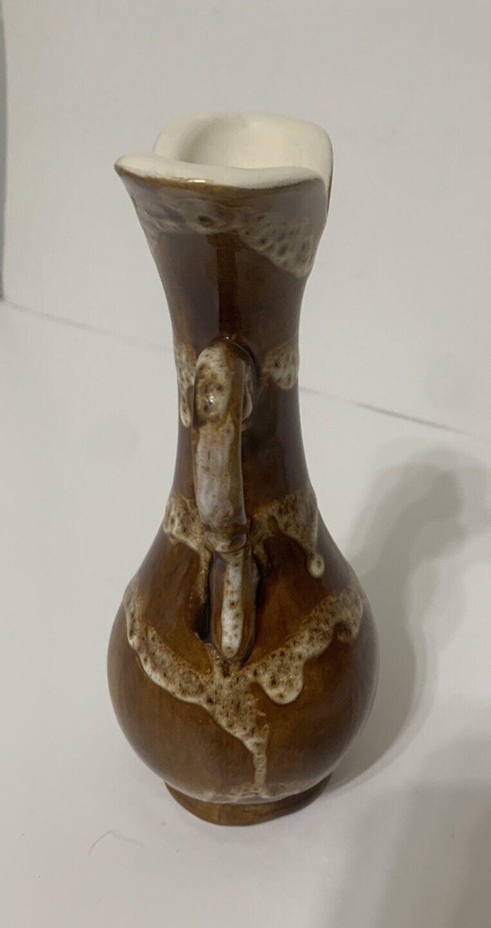 Vintage Art Pottery Brown Drip Glaze Bud Vase 7.5 Signed Mj - Etsy