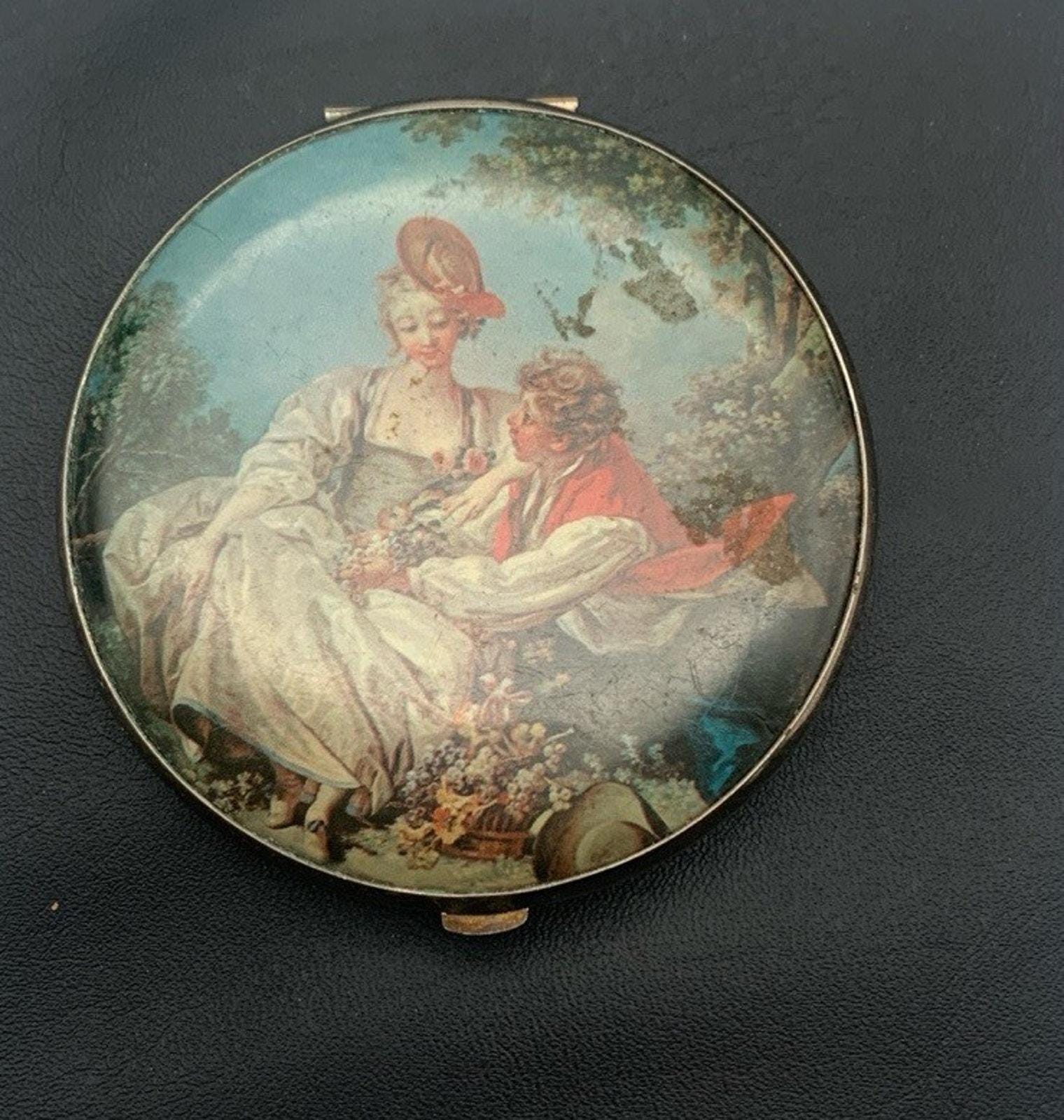 Vintage 60's Victorian Style Two Mirror Compact Courting