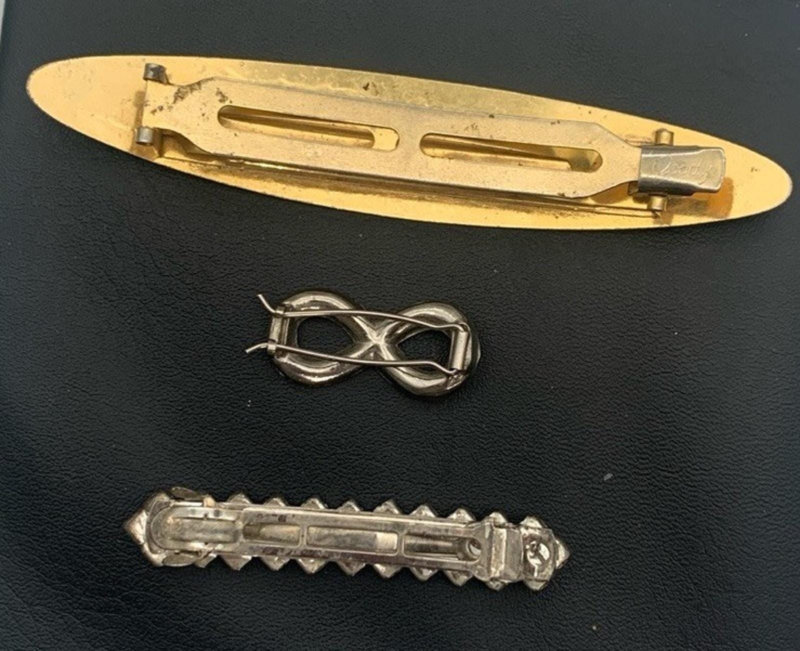 Vintage Lot of 3 Hair Barrettes Clips 2 With Rhinestones - Etsy display picture 3