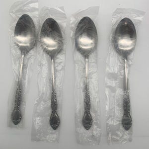 Vintage New Old Stock Orleans Silver Stainless Korea Lot Of 4 Tablespoons