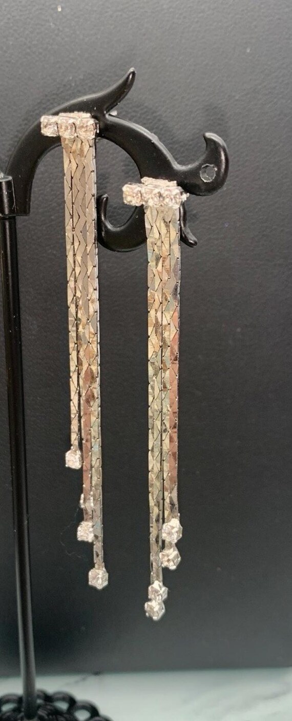 Silver Tone Simple Elegance Herringbone Dangle Ea… - image 2