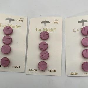 Vintage La Mode 4 cartas de 4 botões cada estilo lavanda rosa # 41234