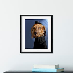 Dachshund gift, Dachshund Cool Cat Art Print, Dachshund art, Dachshund wall decor, beatnik art, cool dog art