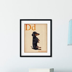 Dachshund art print, dachshund flash card print- Dachshund dog art, dachshund gift, wall decor, home decor, dachshund lover art