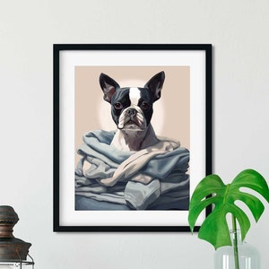 Boston Bath Towel, Boston Terrier gifts, Boston Terrier lovers, boston terrier art print, wall decor, laundry room art print