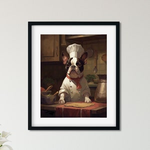 Boston terrier gift, boston terrier art print Boston Terrier chef, Boston terrier chef, Boston terrier kitchen art, Boston terrier gift