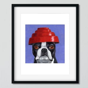 Boston Terrier Art Print: Devo Hat Dog Wall Decor