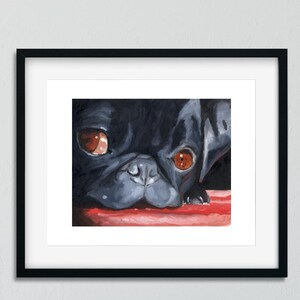 Pug gift wall art, Cute Pug print dog art, pug painting home decor, pug wall art gift, pug lover