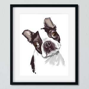 Boston terrier gift, Boston Terrier art, dog art print, Brian Rubenacker, cute Boston Terrier, wall decor, home decor